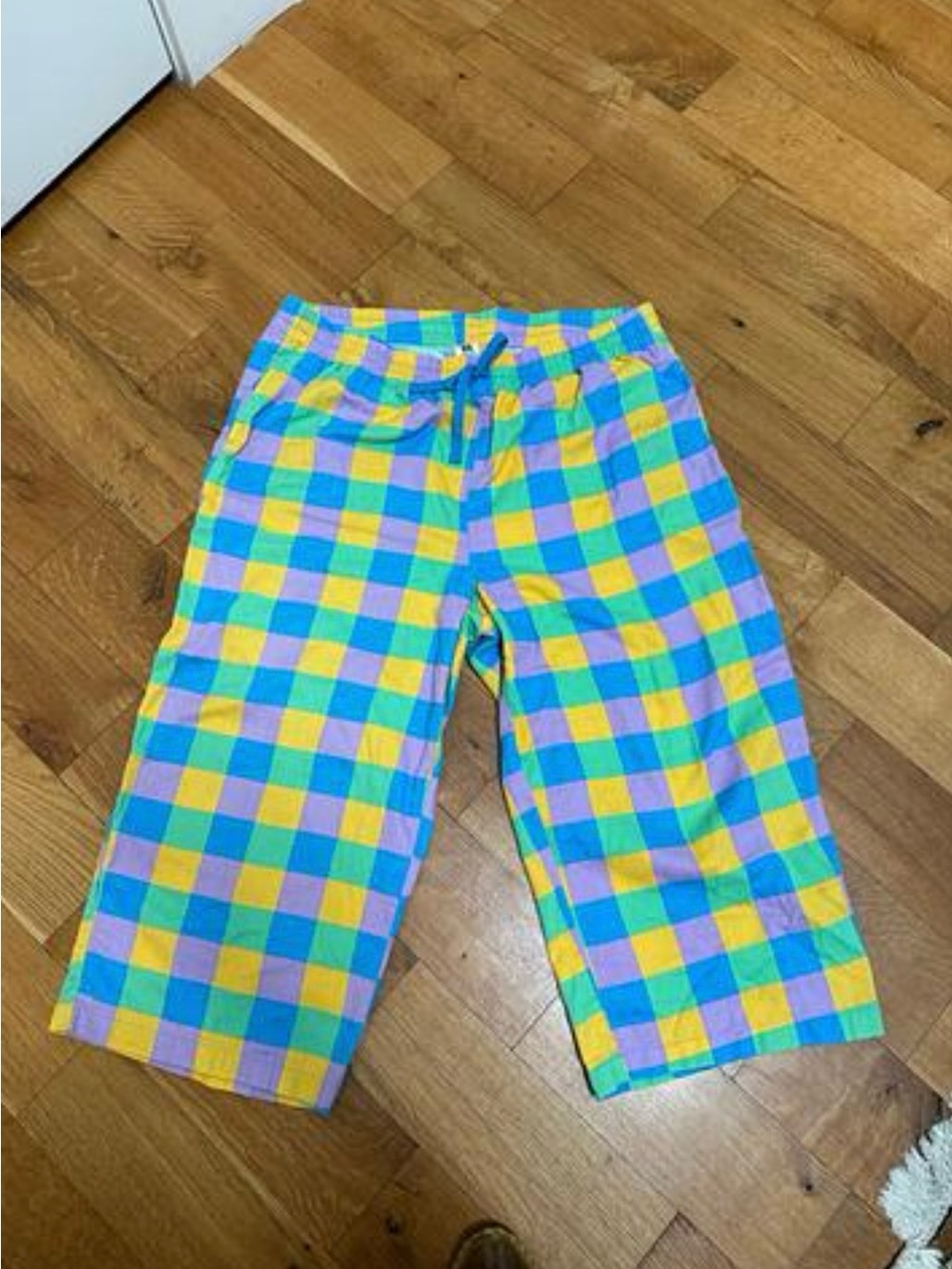 Lucy & Yak Chuck Pants - Yellow, Blue, Green & Purple Cropped Checkered Pants